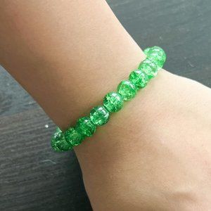 Light Green Crystal/Glass Beaded Bracelet